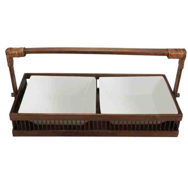 BANDEJA BAMBU C ALCA 2 BOWLS PORC DARK