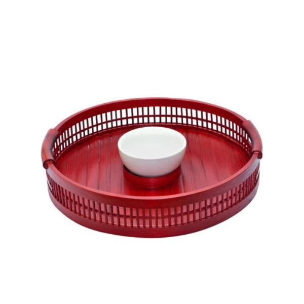 BANDEJA BAMBU C/ BOWL PORC 41 CM RED
