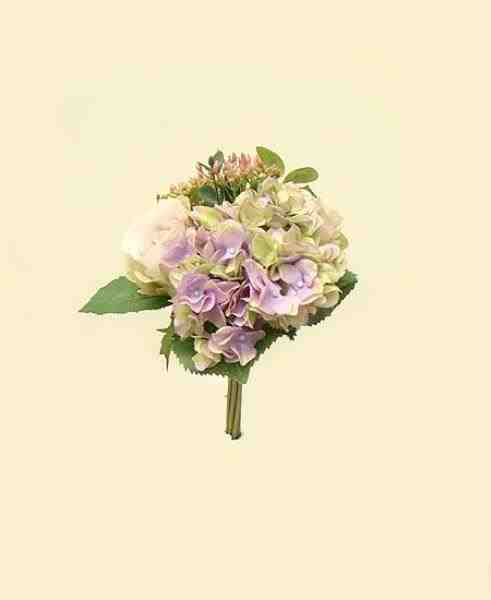 BUQUE MISTO ROSA/HORTENSIA/EUCALIPTO 28CM