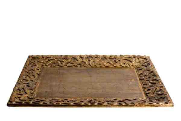 BANDEJA DE MADEIRA DOURADA