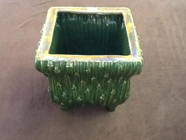 CACHEPOT DE BAMBU QUADR VERDE C/ BORDA EFEITO
