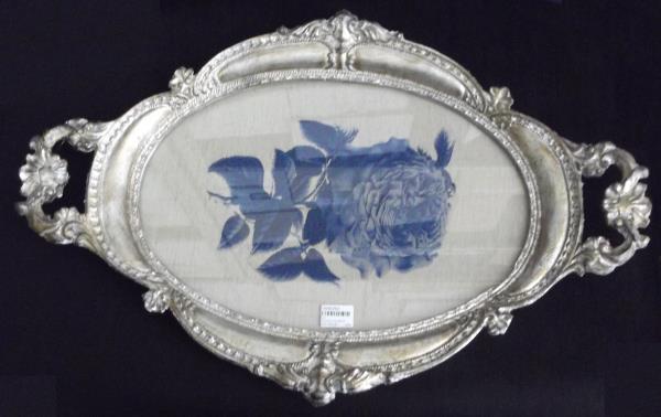 BANDEJA OVAL GRAVURA C/ ALCA 33X51
