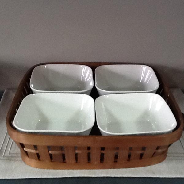 BANDEJA QUADR BAMBU C/ 4 BOWLS PORC WAVE