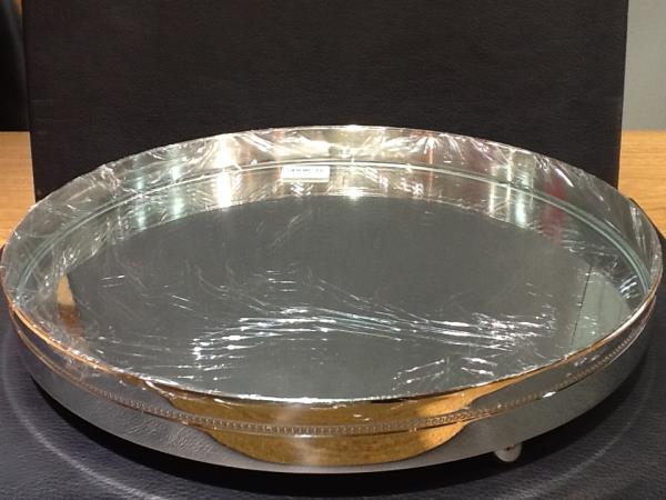 BANDEJA 26CM DIAM 4CM ALT C/ FDO ESPELHO PEROLA