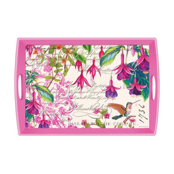 BANDEJA MADEIRA RETANGULAR FUCHSIA