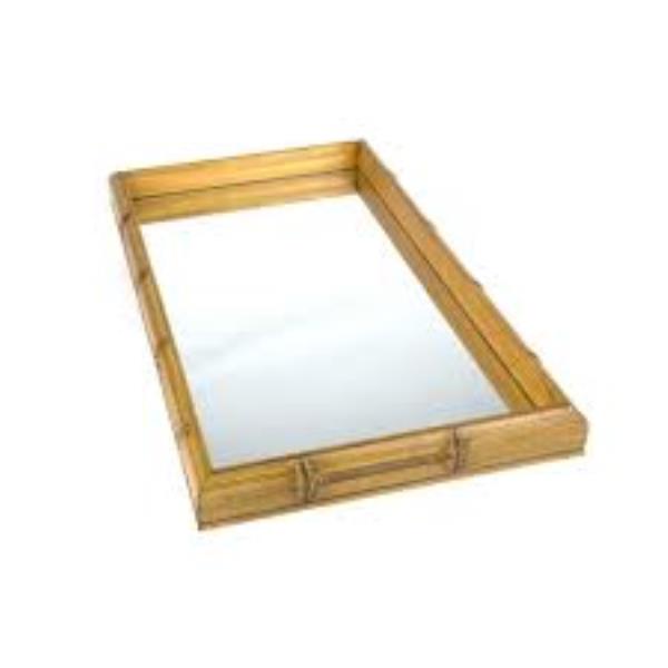 BANDEJA PERFIL BAMBU C/ ESPELHO 29X17X4CM