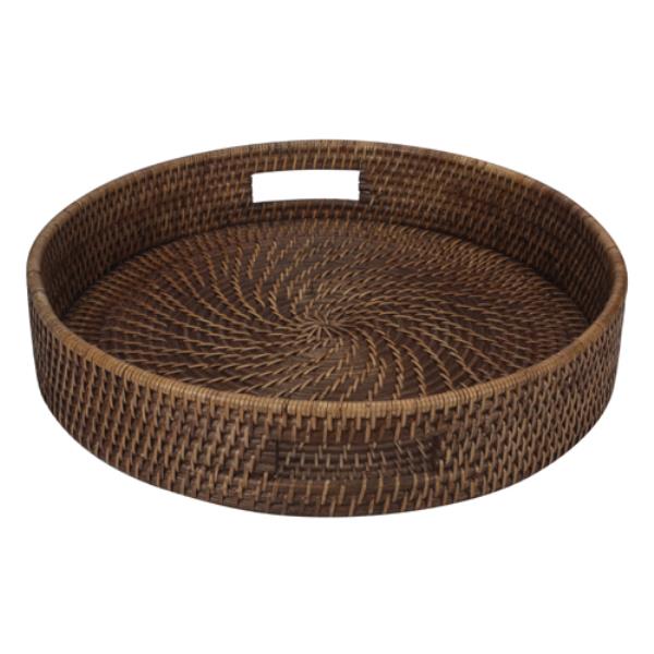 BANDEJA RATTAN REDOND 35CM DARK