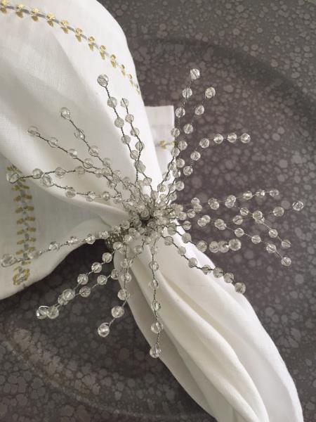 ANEL P/ GUARDANAPO CENTOPEIA CRISTAL/PRATA