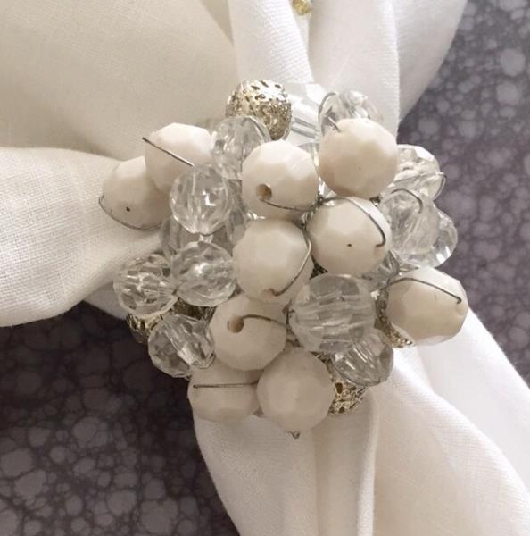 ANEL P/ GUARDANAPO ABSTRACT BRANCO/PRATA