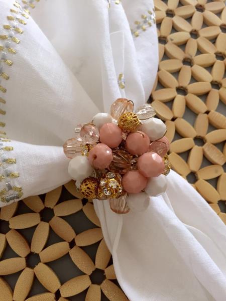 ANEL P/ GUARDANAPO ABSTRACT ROSA/OURO