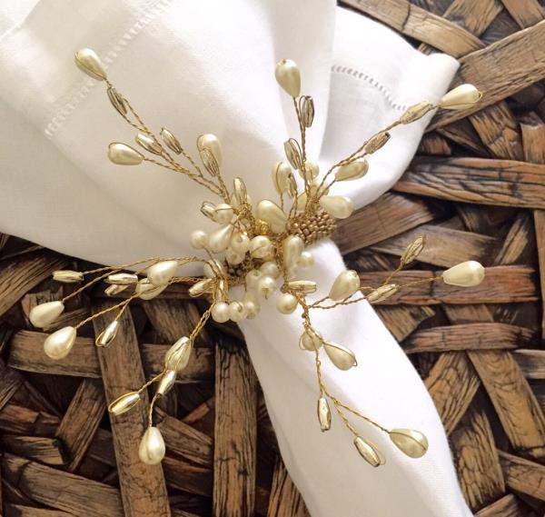 ANEL P/ GUARDANAPO BLOOM PEROLA/OURO