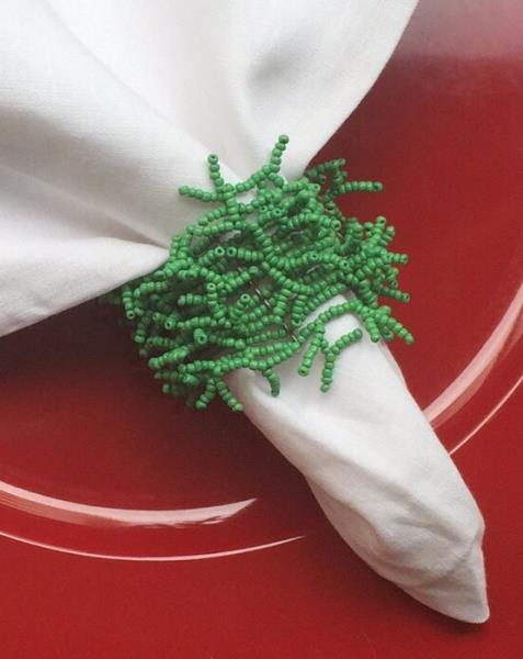 ANEL P/ GUARDANAPO FRINGE COR VERDE