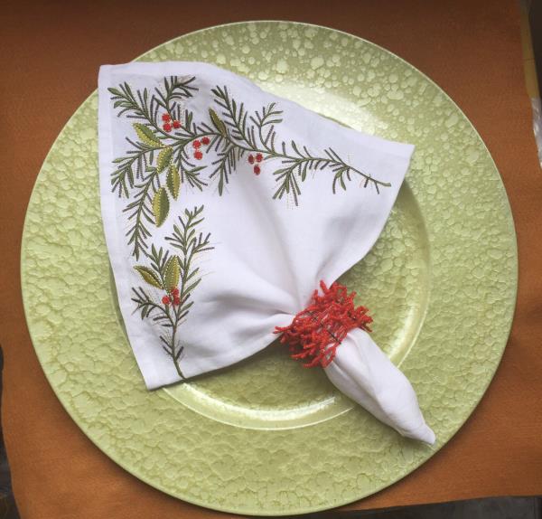 ANEL P/ GUARDANAPO FRINGE COR CORAL