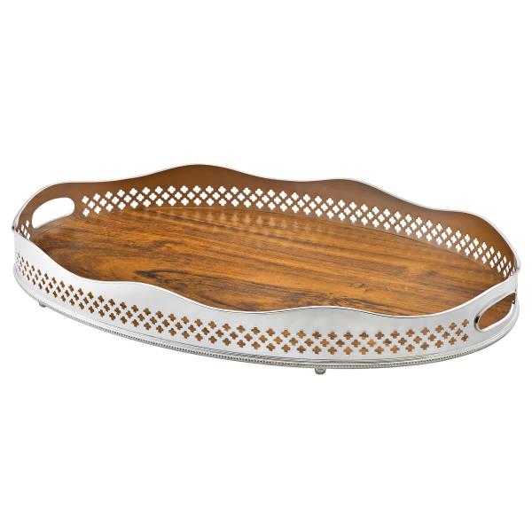 BANDEJA OVAL GALERIA 70X46X9CM C/ FDO MAD