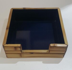 PORTA GUARDANAPO PAPEL G BAMBU NAT C/ AZUL MARINHO