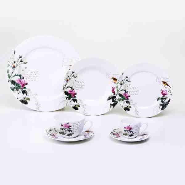 AP. JANTAR PORC NEW BONE 42PCS FLOWERS