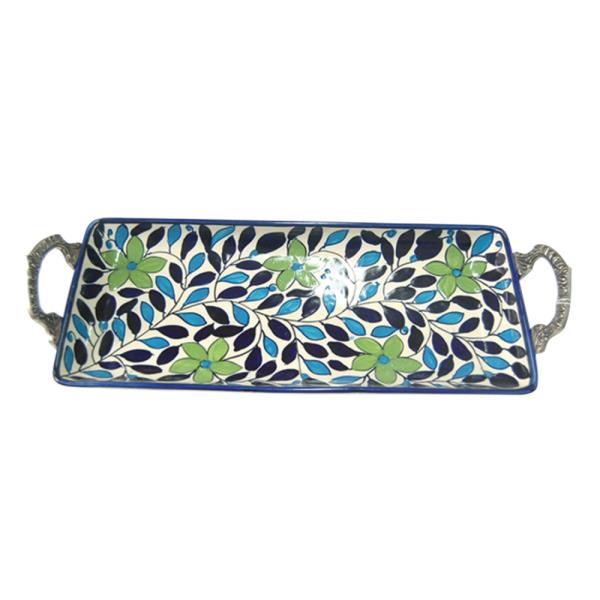 BANDEJA DE CERAMICA C/ HASTES EM METAL