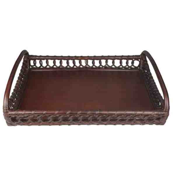 BANDEJA RATTAN ALCA 44,5X33X11,5CM DARK