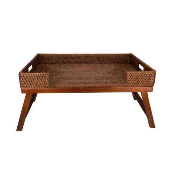 BANDEJA CAFE MANHA RATTAN 65X40X31CM DARK