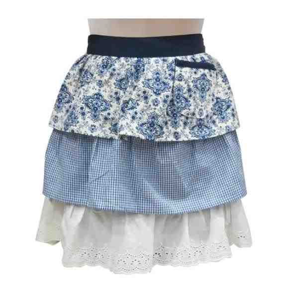 AVENTAL SAIA ALG FLORAL AZUL BRANCO