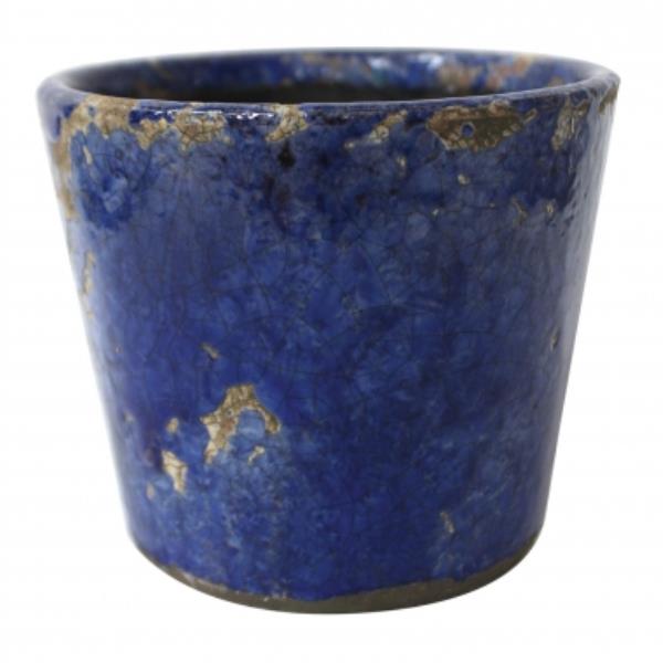 CACHEPOT DECORATIVO CERAM. AZUL ESCURO 14X12CM