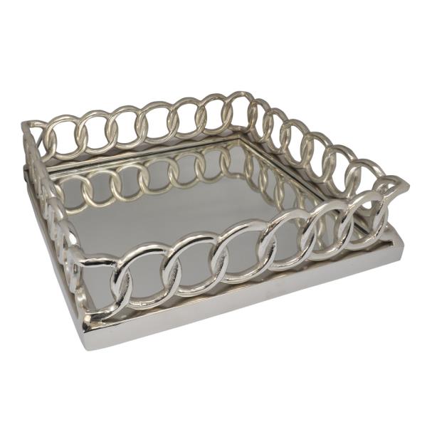 BANDEJA C/ BASE EM ESPELHO 38X38X11CM