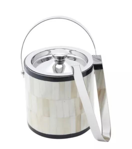 BALDE P/GELO INOX C/ ALCA E PEGADOR MADRE PEROLA