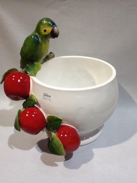 CACHEPOT DE MACA COM PAPAGAIO