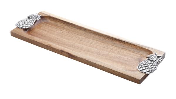 BANDEJA DE ACACIA ABACAXI PRATA