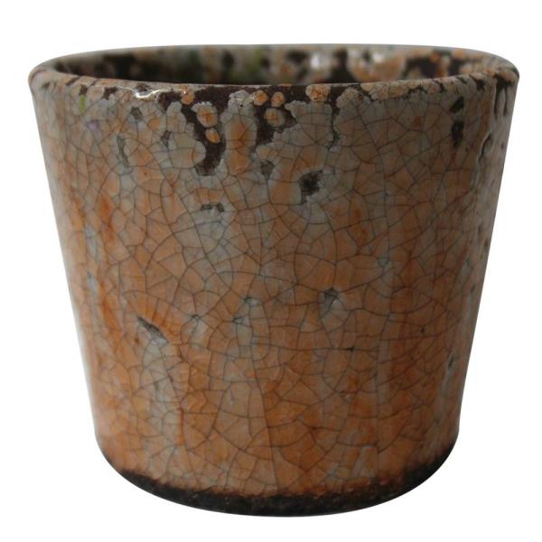 CACHEPOT DECORATIVO CERAMICA MARROM 14X12CM