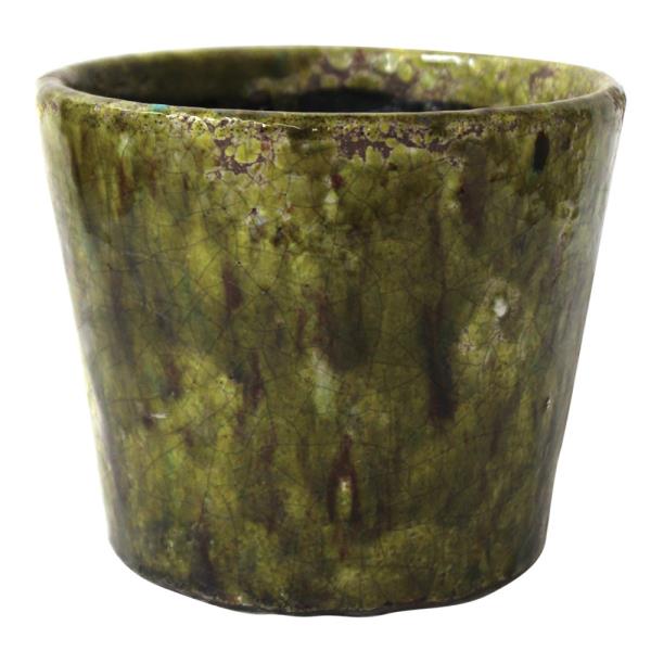 CACHEPOT DECORATIVO CERAMICA VERDE ESCURO 14X12CM