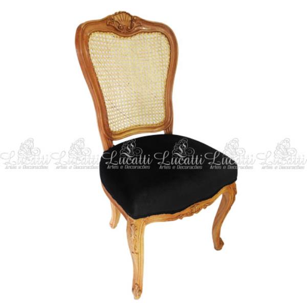 CADEIRA EM MAD C/ PALHA ESTOF PRETO