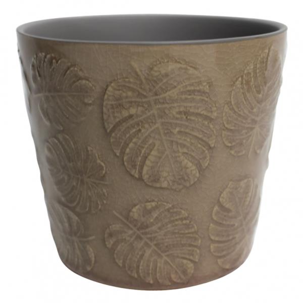 CACHEPOT DE CERAM. COSTELA DE ADAO BEGE