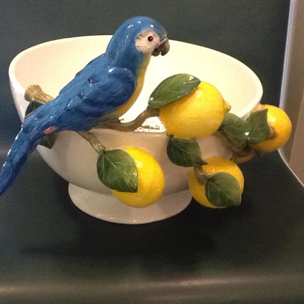 BACIA C/ PE E PASSARO NO GALHO DE LIMAO