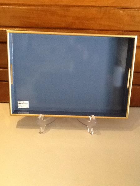 BANDEJA AGAIN M AZUL HORTENCIA C/ FILETE DOURADO