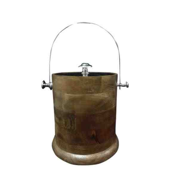BALDE DE GELO METAL MADEIRA 20X25CM