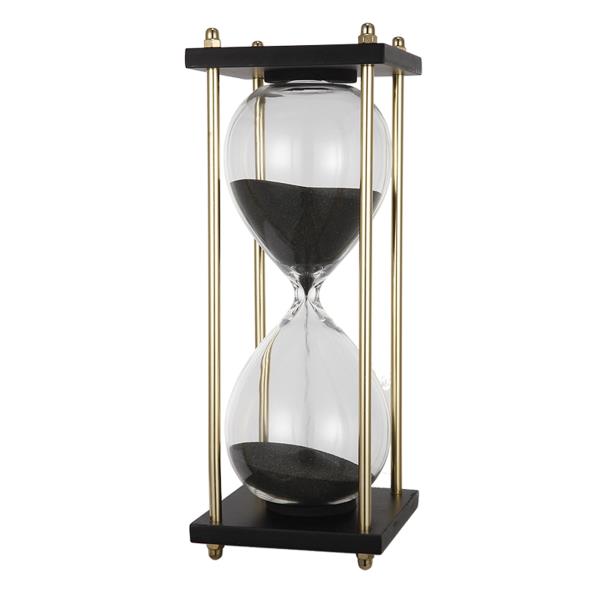 AMPULHETA EM VIDRO E MAD. C/ AREIA COLORIDA WISE BLACK