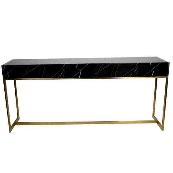 APARADOR SEIYT MARMORE PRETO C/BASE INOX DOUR