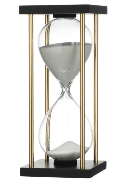 AMPULHETA VIDRO E MAD C/ AREIA COLORIDA MOGLAR WHITE