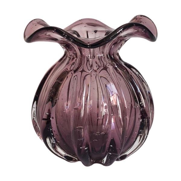 VASO DE VIDRO ROXO MURANO 11,5X13CM