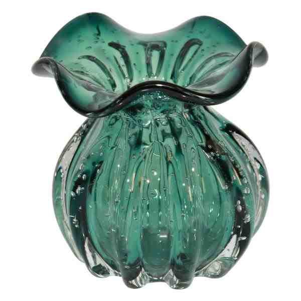 VASO DE VIDRO VERDE MURANO 10X10X11CM