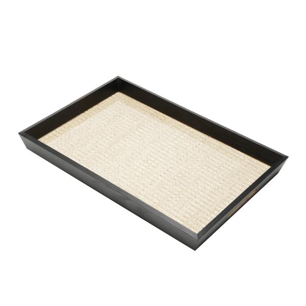 BANDEJA MAD CHANFRADA E RAFIA 48X32X4,5CM