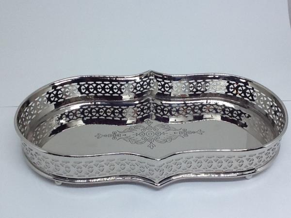 BANDEJA REDONDA DECORATIVA EM NIQUEL