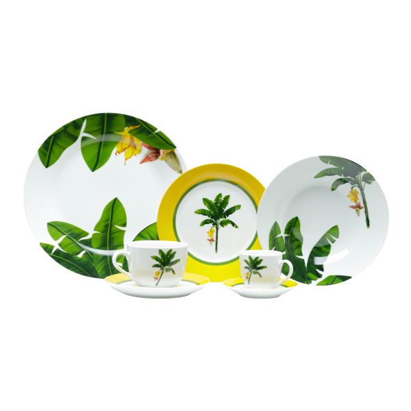 AP DE JANTAR 42PC DE PORCELANA SUPER WHITE FOLHA DE BANANEIRA MAIL BOX