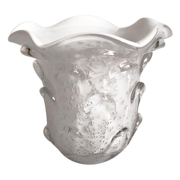 VASO DE VIDRO BRANCO MURANO 15X14CM