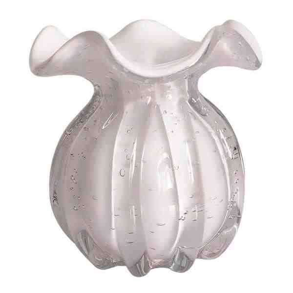 VASO DE VIDRO BRANCO MURANO 10X10X11CM