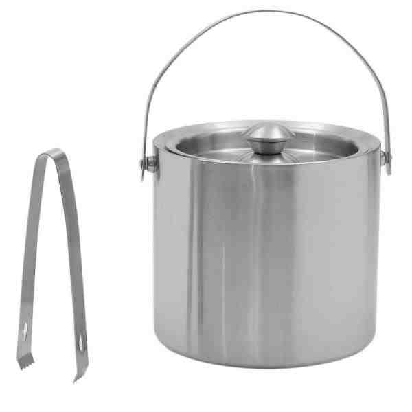 BALDE DE GELO ACO INOX C/ TAMPA E PEGADOR