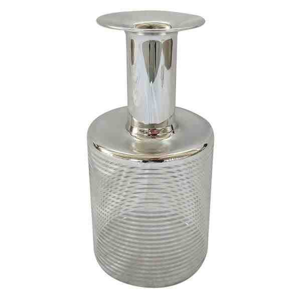 VASO DE VIDRO PRATA C/ LINHA TRANSP