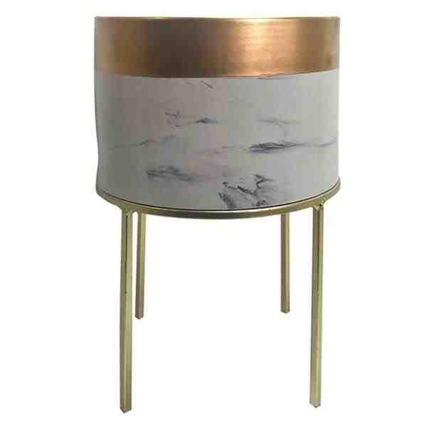 CACHEPOT CER CINZA MARMORIZADA C/ BASE DOUR.