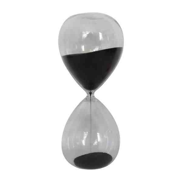 AMPULHETA VIDRO COM AREIA PRETA 30 MIN